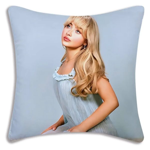 Aesthetic Sabrina Carpenter pillow cover for kawaii music room decor – plush and double-sided
