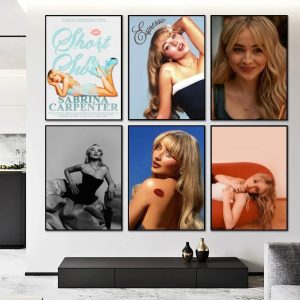 Sabrina Carpenter portrait poster, waterproof self-adhesive art for coffee house, bar, and room wall decor