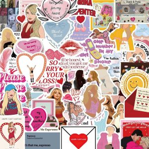 Sabrina Carpenter album stickers, waterproof, DIY, perfect for skateboard, guitar, laptop, and music lovers