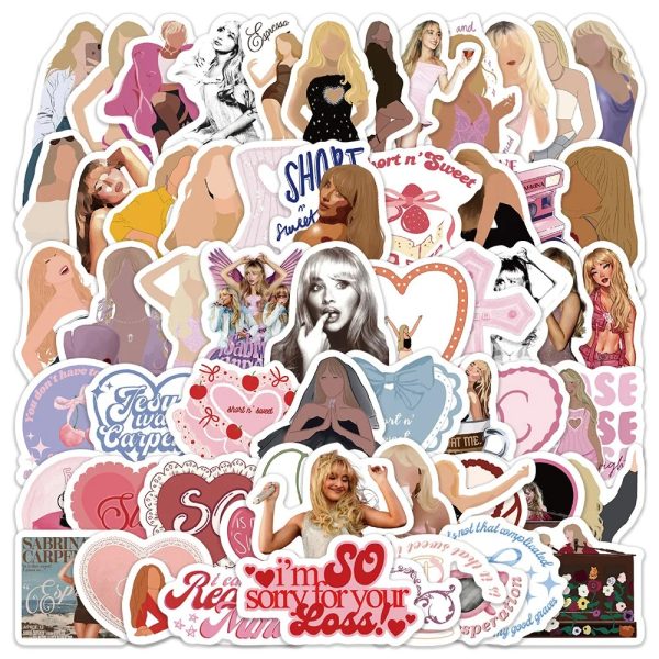 Sabrina Carpenter Stickers Pack - 10/30/60pcs Waterproof DIY Decoration for Laptops, Guitars, Cars, Skateboards