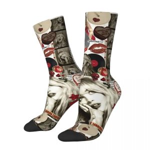 Retro Sabrina Carpenter Tour Socks – Breathable 90s Music Crew Socks for Women & Men