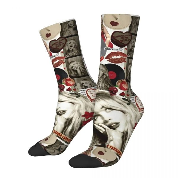 Retro Sabrina Carpenter Tour Socks – Breathable 90s Music Crew Socks for Women & Men