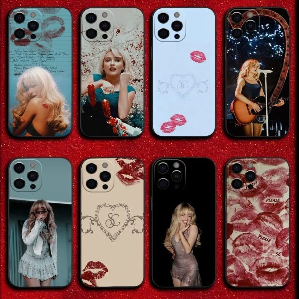 Sabrina Carpenter Soft Black iPhone Case for iPhone 16, 15, 14, 13, 12, 11, Pro, Max, Mini