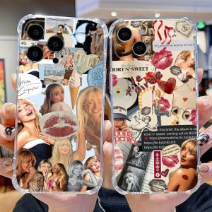 Sabrina Carpenter Clear Silicone Phone Case for iPhone 16-11, Soft and Flexible