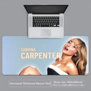 Sabrina Carpenter portrait mouse pad, large size, anti-slip, stitched edges, durable for gaming, office, and laptop setups