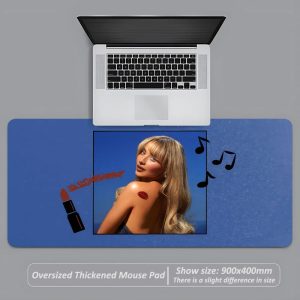 Large Sabrina Carpenter mouse pad, anti-slip, durable, stitched edges, perfect for gaming, office, and laptop setups
