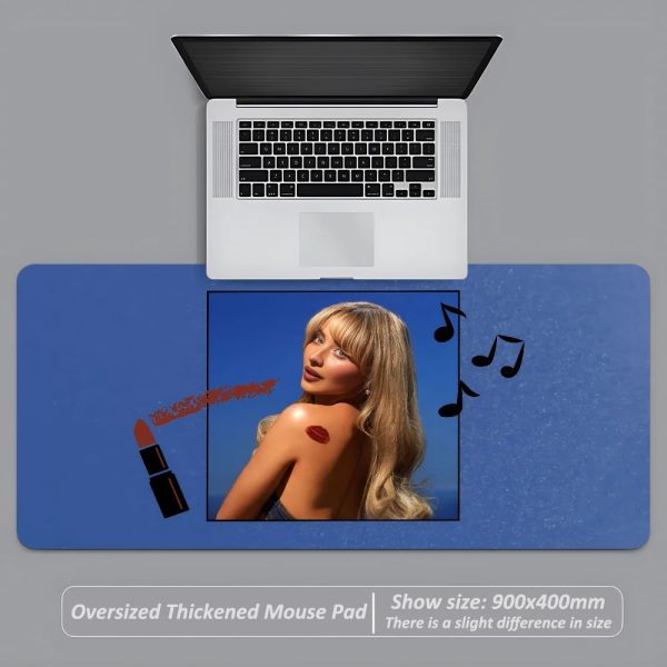 Large Sabrina Carpenter mouse pad, anti-slip, durable, stitched edges, perfect for gaming, office, and laptop setups