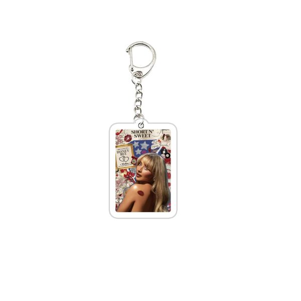 Sabrina Carpenter keychain – acrylic key ring for fans, funny pendant, accessories bag charm, music lover jewelry