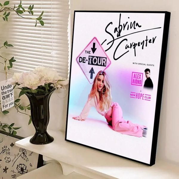 Sabrina Carpenter self-adhesive art poster, aesthetic wall painting, minimalist whitepaper print for modern decor