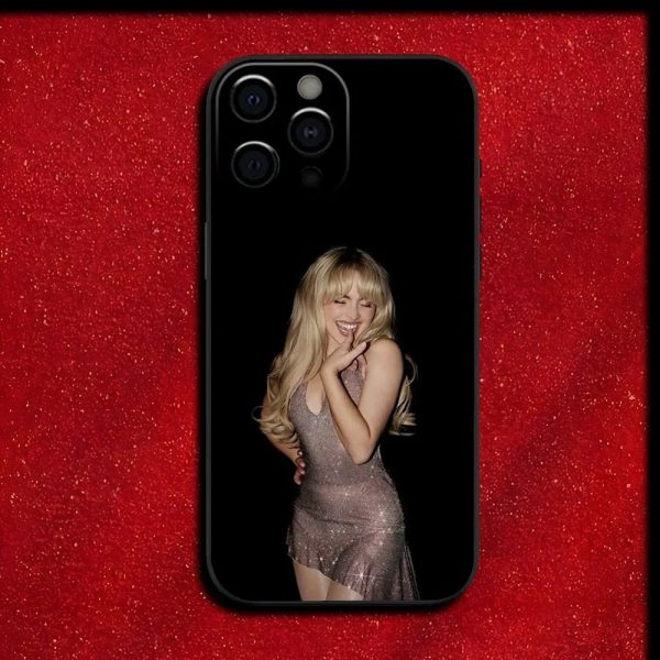 Sabrina Carpenter Soft Black iPhone Case for iPhone 16, 15, 14, 13, 12, 11, Pro, Max, Mini