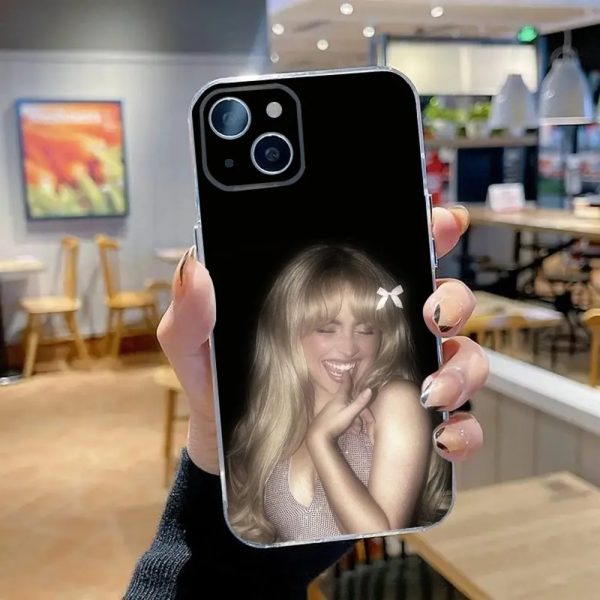 Sabrina Carpenter Clear Silicone Phone Case for iPhone 16-11, Soft and Flexible