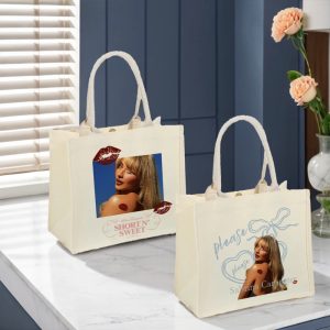 Sabrina Carpenter Short n' Sweet Album Tote Bag – Reusable, Handmade, Multifunctional for Grocery Shopping