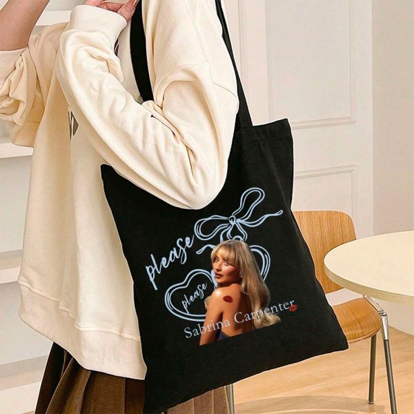 Sabrina Carpenter Short N' Sweet Tour Canvas Tote Bag, Large Capacity, Casual Women Shoulder Bag
