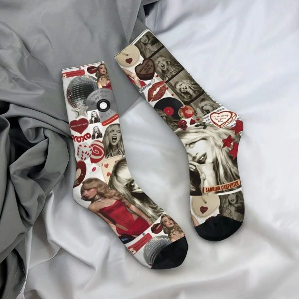 Retro Sabrina Carpenter Tour Socks – Breathable 90s Music Crew Socks for Women & Men