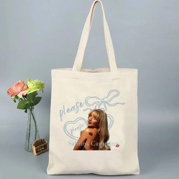 Sabrina Carpenter Short N' Sweet Tour Canvas Tote Bag, Large Capacity, Casual Women Shoulder Bag
