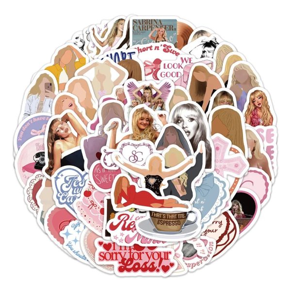 Sabrina Carpenter Stickers Pack - 10/30/60pcs Waterproof DIY Decoration for Laptops, Guitars, Cars, Skateboards