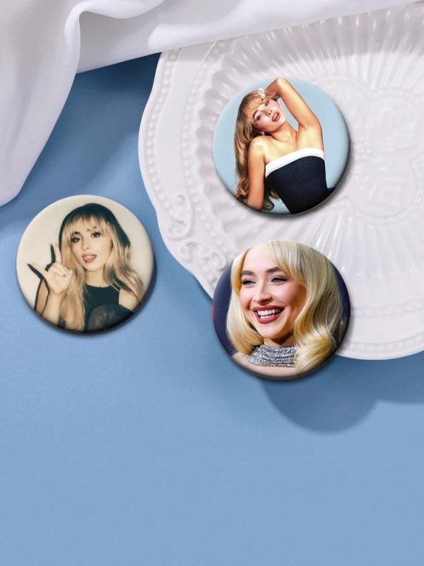 Sabrina Carpenter character pins tinplate badge, perfect for fans, clothes, bags, hats, and DIY decoration