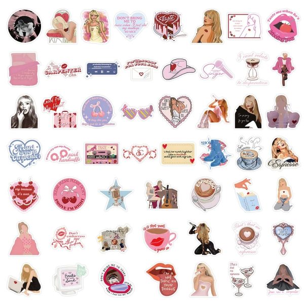 Sabrina Carpenter Stickers Pack - 10/30/60pcs Waterproof DIY Decoration for Laptops, Guitars, Cars, Skateboards