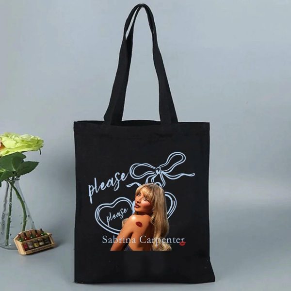 Sabrina Carpenter Short N' Sweet Tour Canvas Tote Bag, Large Capacity, Casual Women Shoulder Bag