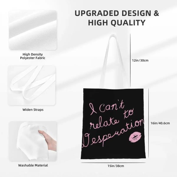 I Can't Relate To Desperation Eco-Friendly Tote Bag for Women – Large Capacity Sabrina Carpenter Canvas Bag