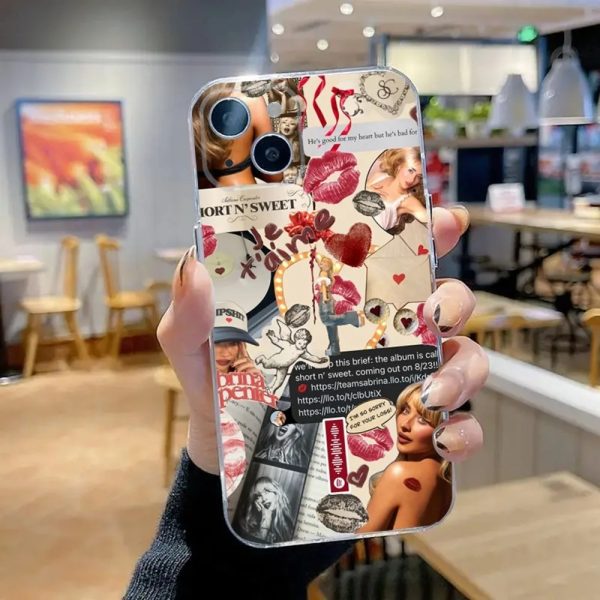 Sabrina Carpenter Clear Silicone Phone Case for iPhone 16-11, Soft and Flexible