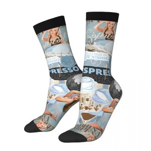 Sabrina Carpenter Espresso Tour Crew Socks – 90s Music Vibes, Unisex, Non-Slip, Polyester Comfort