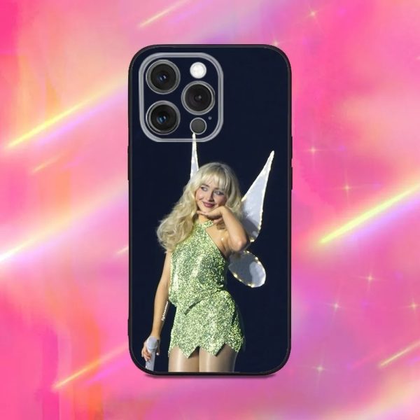 Sabrina Carpenter phone case for iPhone 16, 15, 14, 13, 12, 11, Pro, Max, Plus, Mini – Black Soft Silicone Case