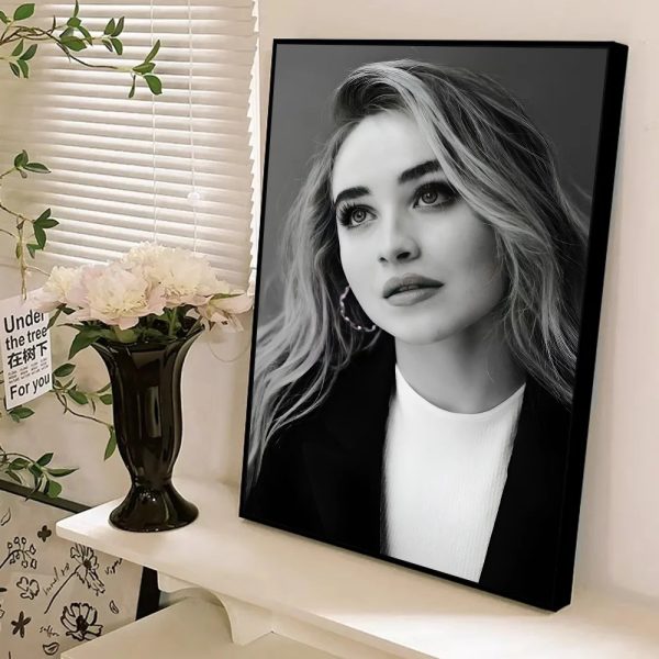 Sabrina Carpenter self-adhesive art poster, aesthetic wall painting, minimalist whitepaper print for modern decor