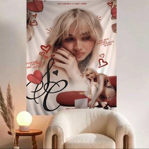 Sabrina Carpenter anime wall tapestry for bedroom decor
