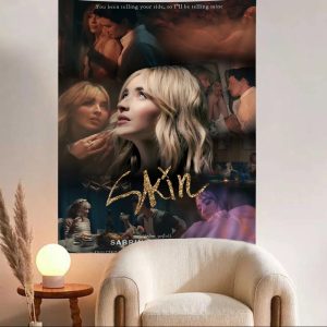 Vibrant Sabrina Carpenter anime wall hanging for music-themed bedroom decor