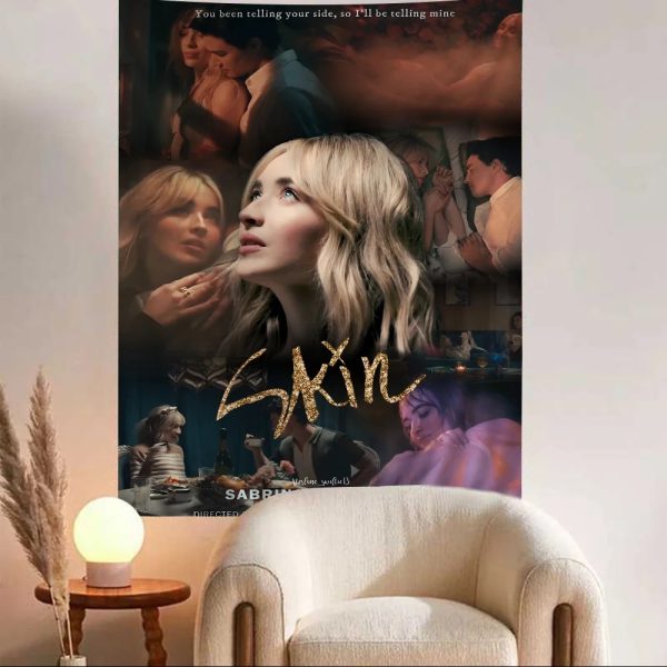 Vibrant Sabrina Carpenter anime wall hanging for music-themed bedroom decor