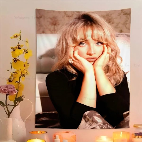 Sabrina Carpenter Wall Tapestry - Colorful Music Decor for Dorms, Hippie Vibes, Japanese-Inspired Art